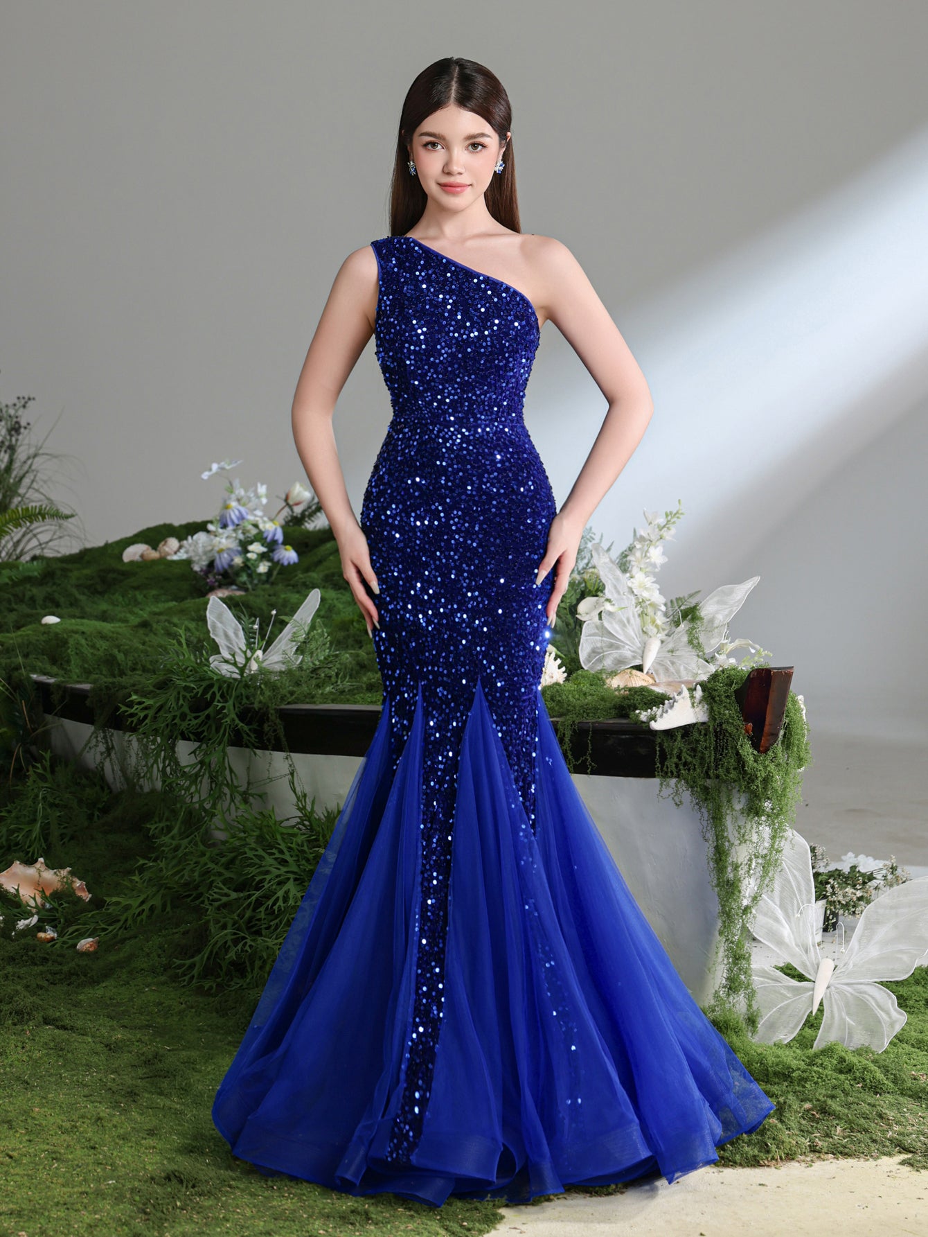 Teen Girls' Mesh Insert Mermaid Hem Sequin Dress