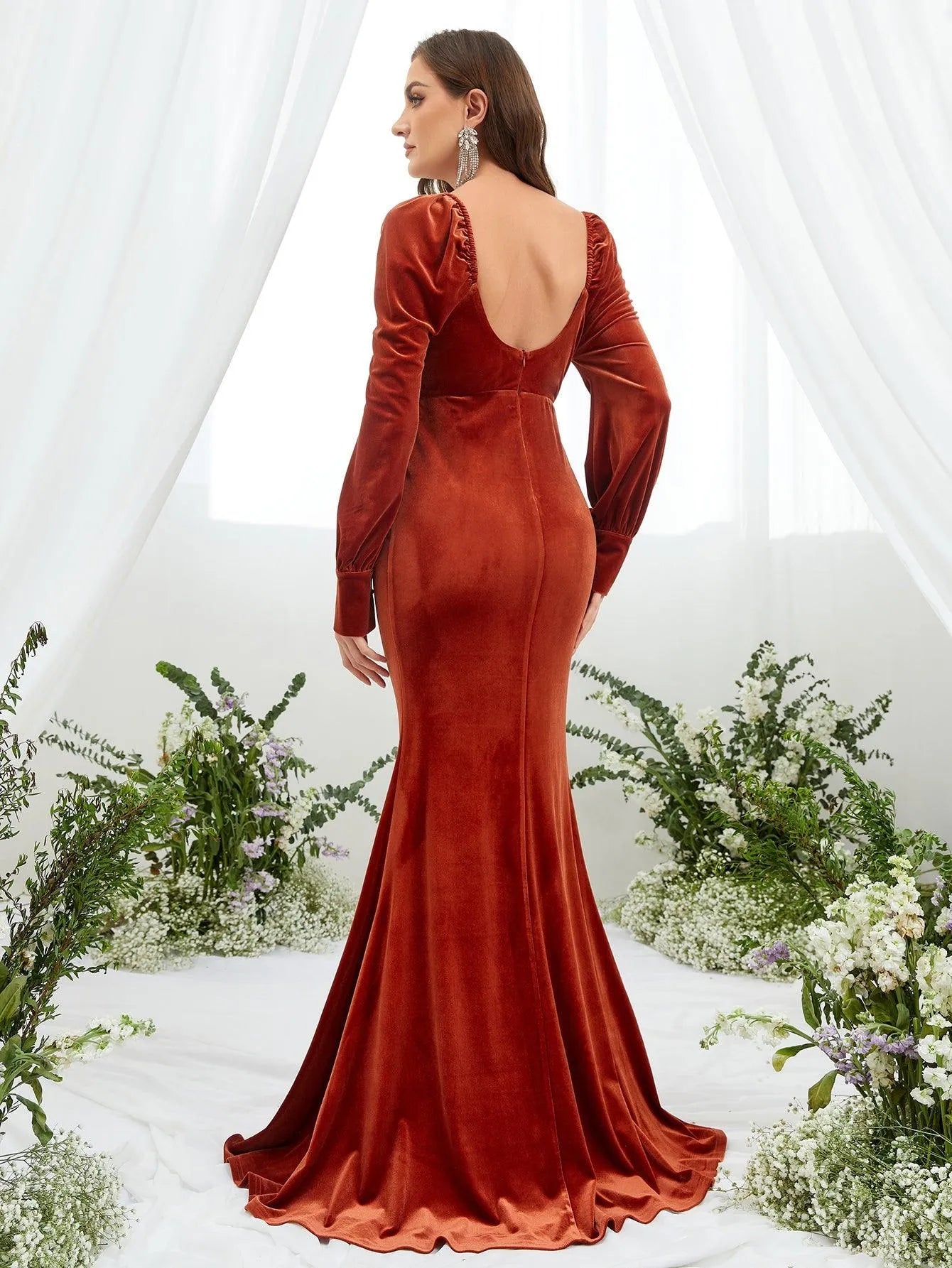 Maternity Backless Mermaid Hem Velvet Dress – Elonnashop