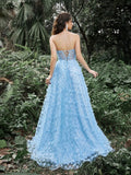 Elegant Butterfly Applique Tulle Prom Tube Dress - Elonnashop