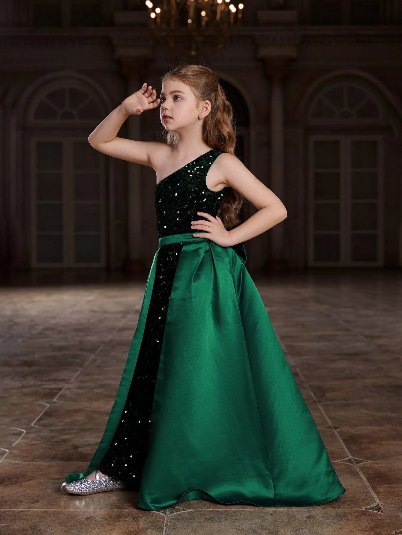 Tween Girls' One Shoulder Sleeveless Sequin Party Dress - Elonnashop