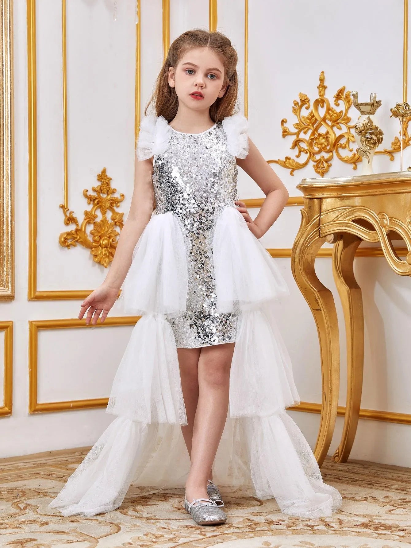 Tween Girls' Sleeveless Mesh Layered Hem Sequin Party Dress – Elonnashop Tween Girls' Sleeveless Mesh Layered Hem Sequin Party Dress – Elonnashop