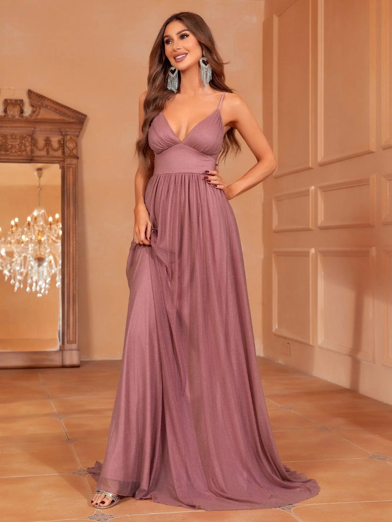 Solid A Line Cami Bridesmaid Dress - Elonnashop