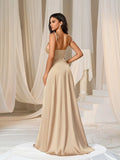 Elegant Tie Shoulder Satin Bridesmaid Dress - Elonnashop