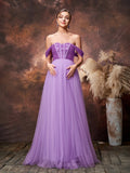 Maternity Off Shoulder Sequin Bodice Contrast Tulle Evening Dress