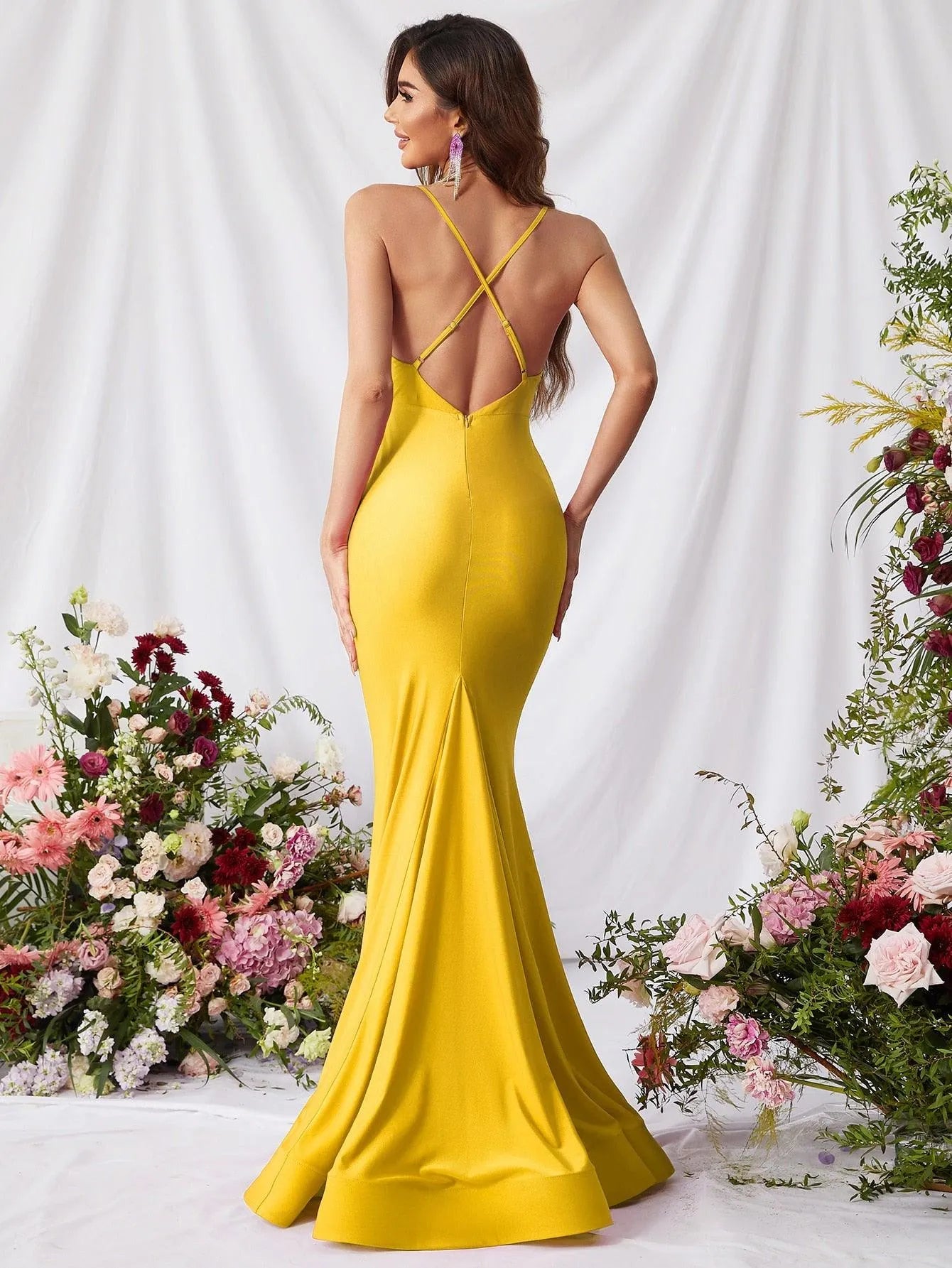 Elegant Spaghetti Strap Mermaid Prom Dress - Elonnashop