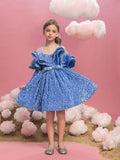 Tween Girls' Off Shoulder Layered Ruffle Trim Sequin Party Dress