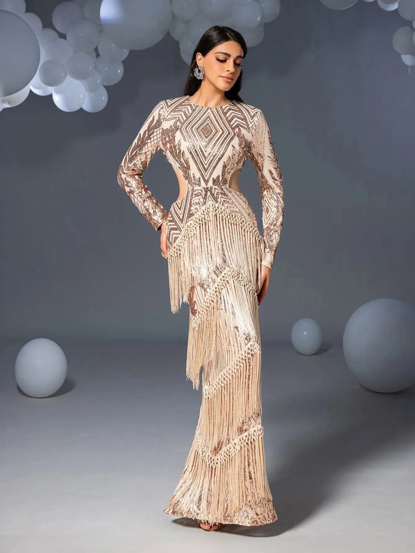 Gorgeous Cut Out Waist Fringed Sequin Party Dress Elonnashop Gorgeous Cut Out Waist Fringed Sequin Party Dress Elonnashop