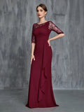 Womens' Contrast Embroidered Sequin Chiffon Formal Dress - Elonnashop