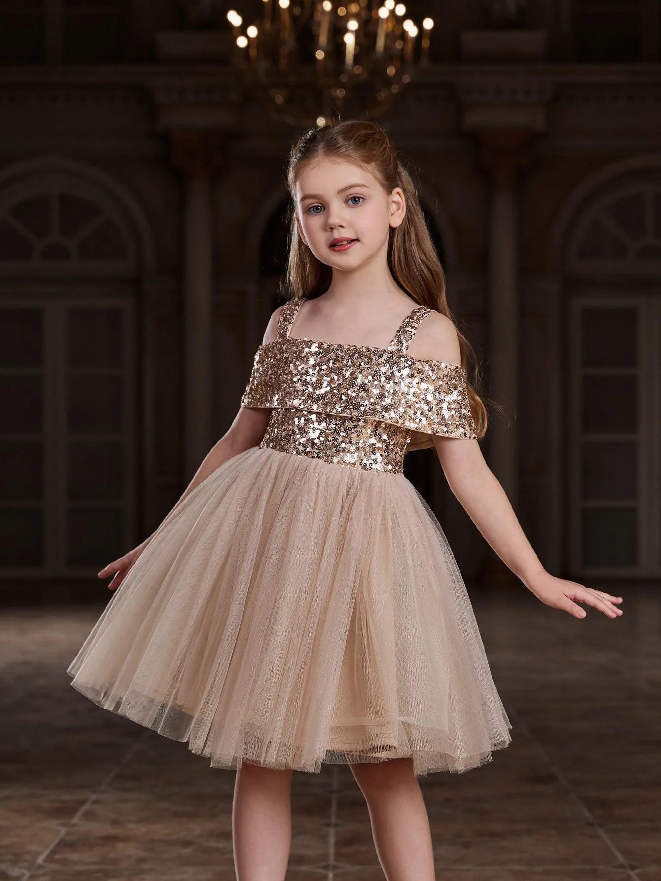 Tween Girls' Sparkling Off Shoulder Sequin Party Dress – Elonnashop