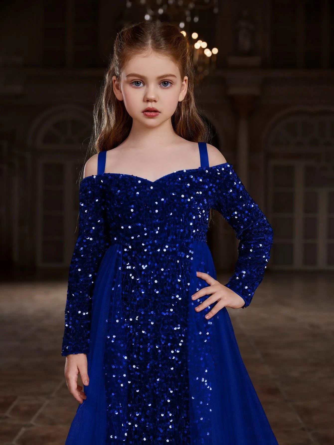 Tween Prom Tween Girls' Off Shoulder Mesh Overlay Sequin Prom Dress – Elonnashop