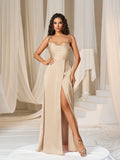 Elegant Tie Shoulder Satin Bridesmaid Dress - Elonnashop