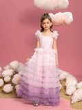 Tween Girls' Ruffle Trim Gradient  Layered Hem Cake Dress