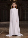 Tween Girls' Mock Neck Extra-Long Sleeves Pleated Chiffon Dress - Elonnashop