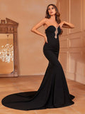 Elegant Mesh Insert Mermaid Hem Tube Formal Dresses - Elonnashop