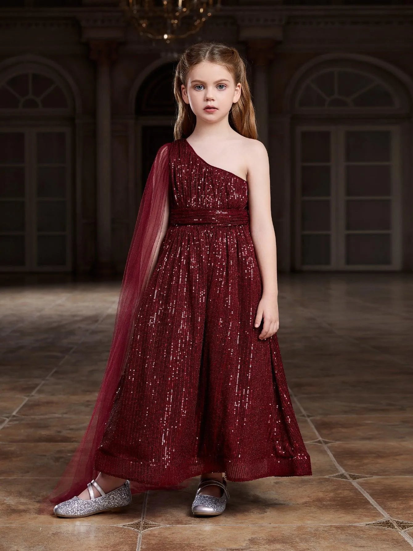 Tween Prom Tween Girls' One Shoulder Draped Side Sequin Prom Dress – Elonnashop