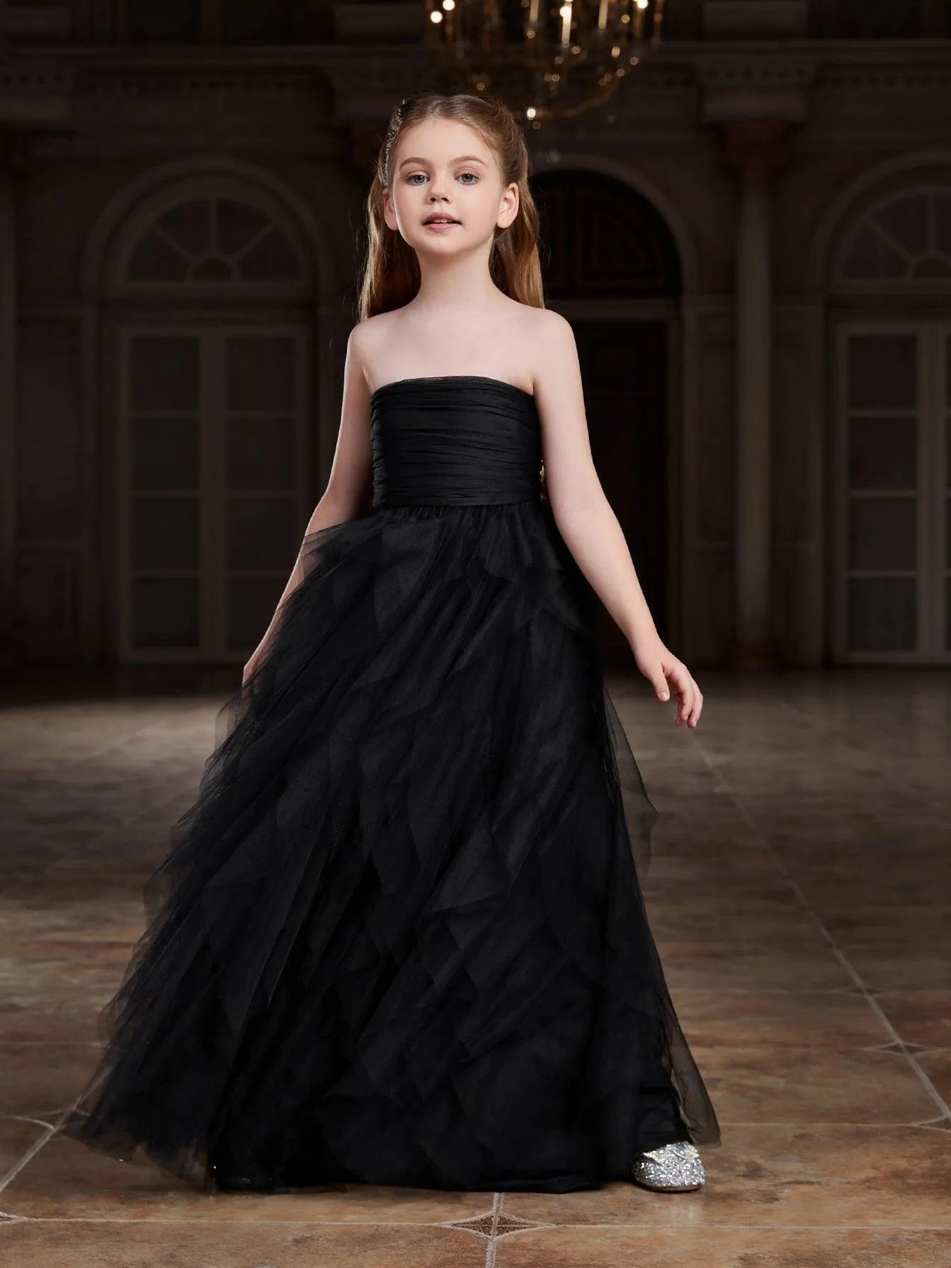 Tween Girls' Mesh Layered Hem Tube Party Dress Black / 9Y Tween Girls' Mesh Layered Hem Tube Party Dress Black / 9Y