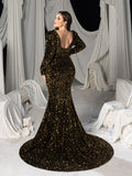Plus Sweetheart Neck Backless Sequin Mermaid Dress