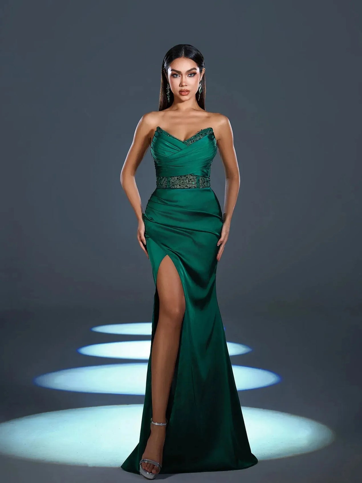 bridesmaid tube dresses Six Stories Women's Bandeau Satin Bridesmaid Dress