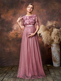 Maternity Floral Sequin Embroidered Bodice Formal Party Dress