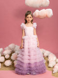 Tween Girls' Ruffle Trim Gradient  Layered Hem Cake Dress