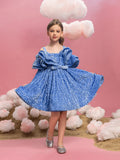 Tween Girls' Off Shoulder Layered Ruffle Trim Sequin Party Dress