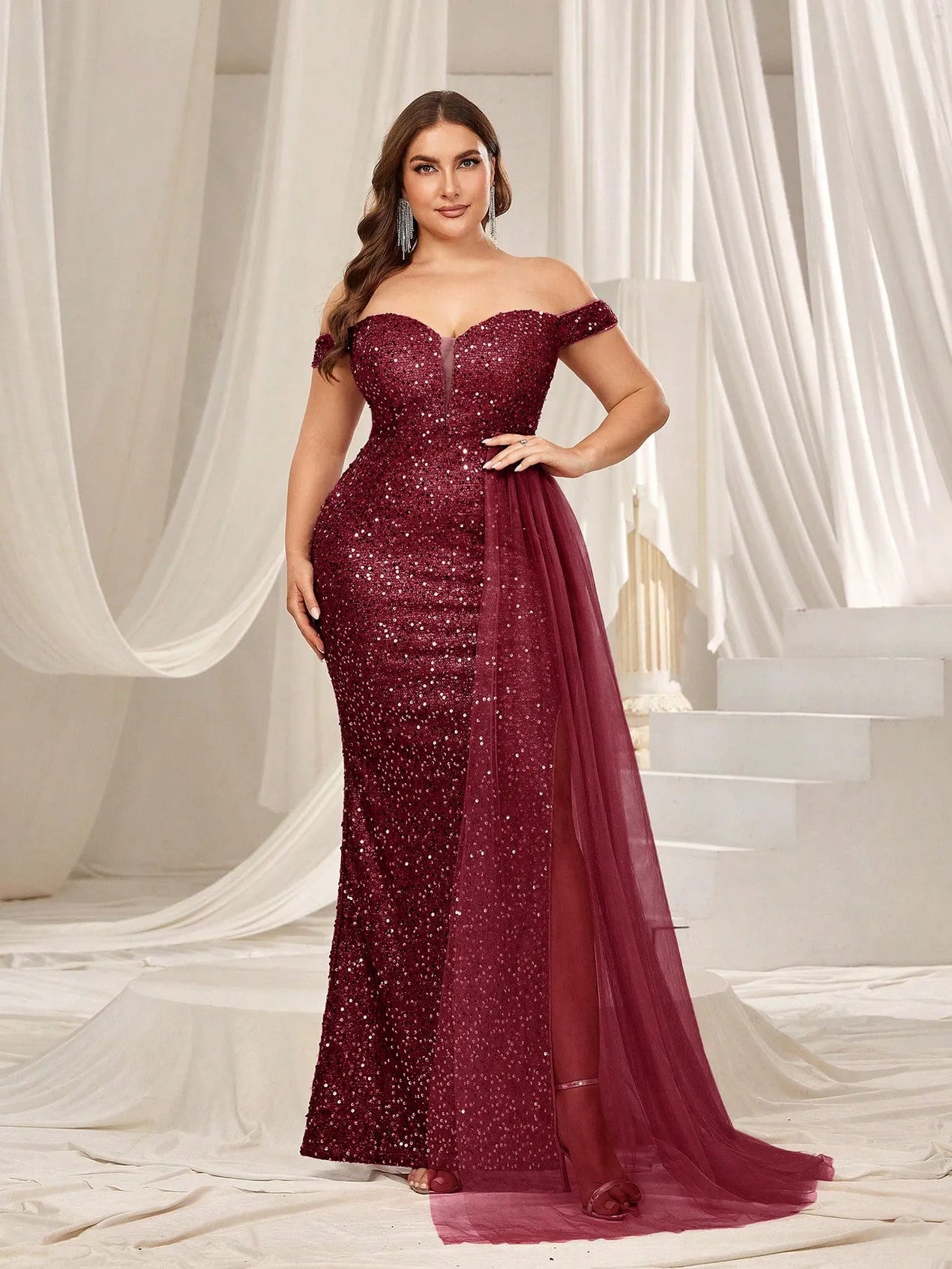Burgundy Plus Size Dresses Elonnashop Burgundy Plus Size Dresses Elonnashop