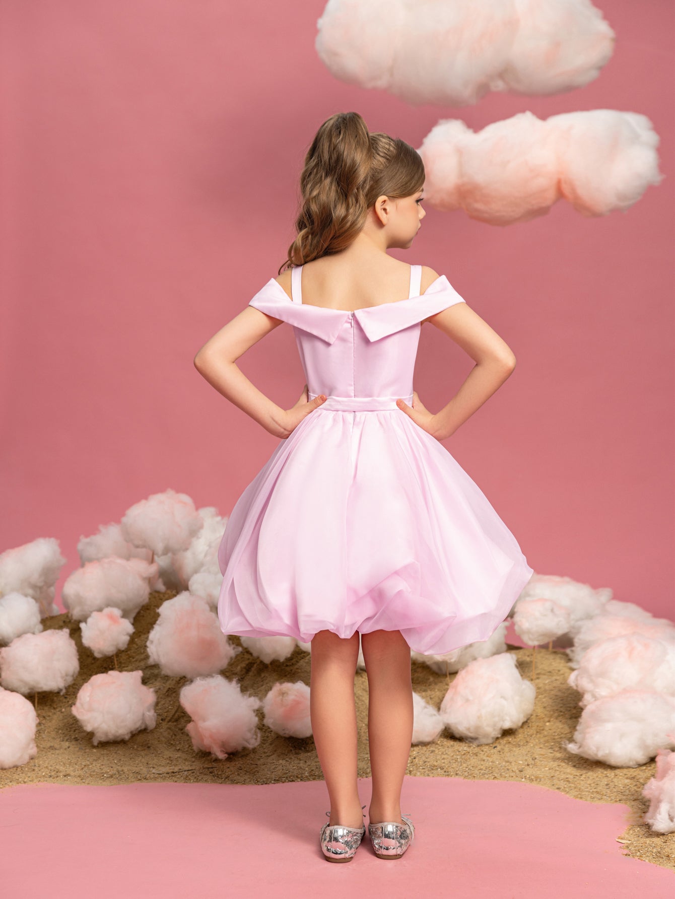 satin cami dress Tween Girls' Off Shoulder Bow Hem Satin Cami Dress – Elonnashop