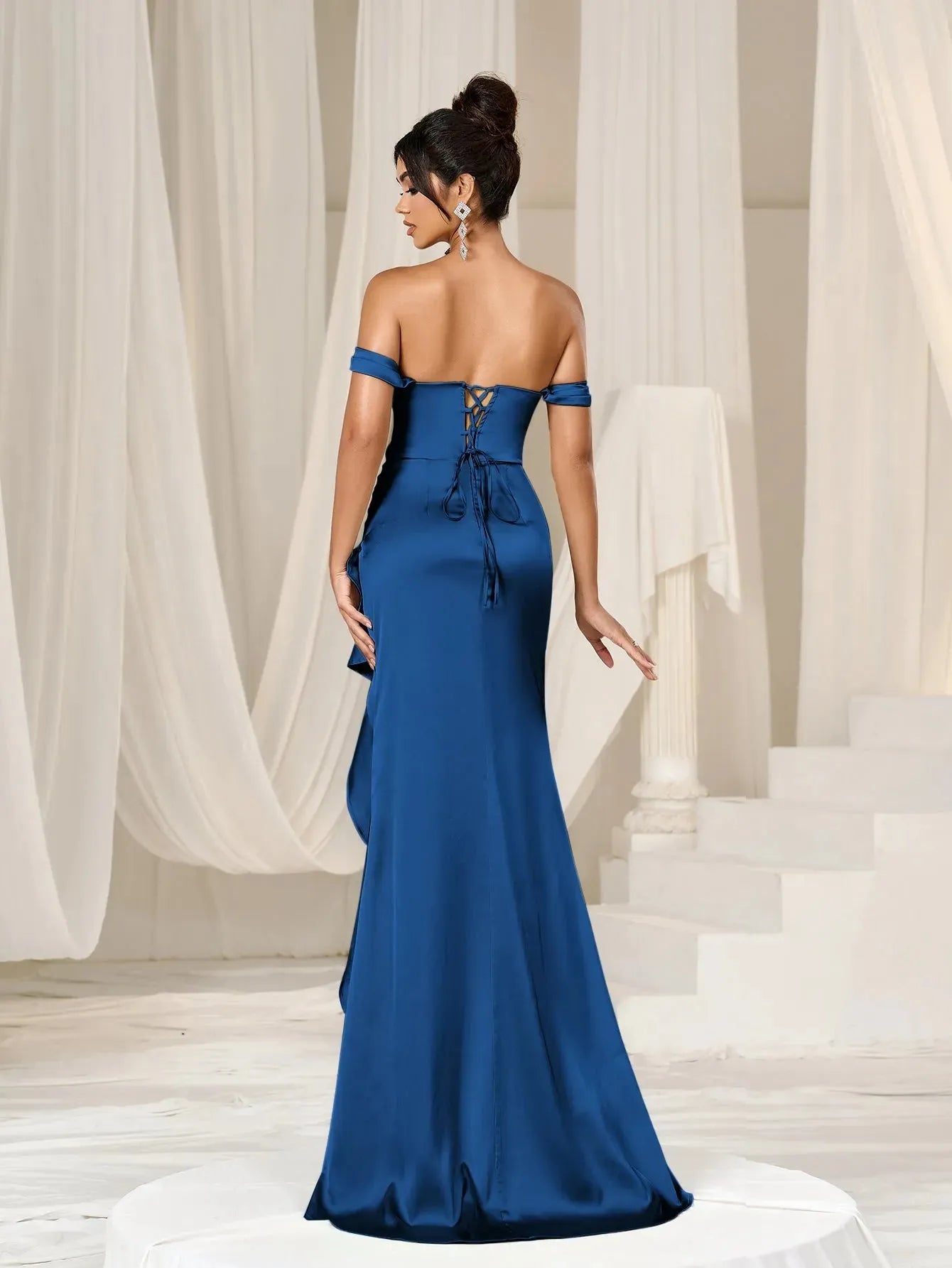 Elegant Off Shoulder Asymmetrical Ruffle Hem Party Dress Elonnashop Elegant Off Shoulder Asymmetrical Ruffle Hem Party Dress Elonnashop