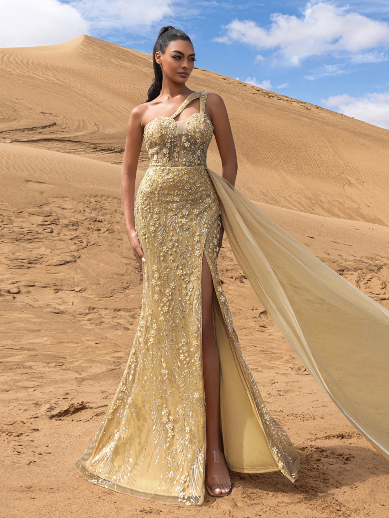 luxury split dresses Sexy Sweetheart Sequins High Split Prom Dress Sleeveless with Beadings