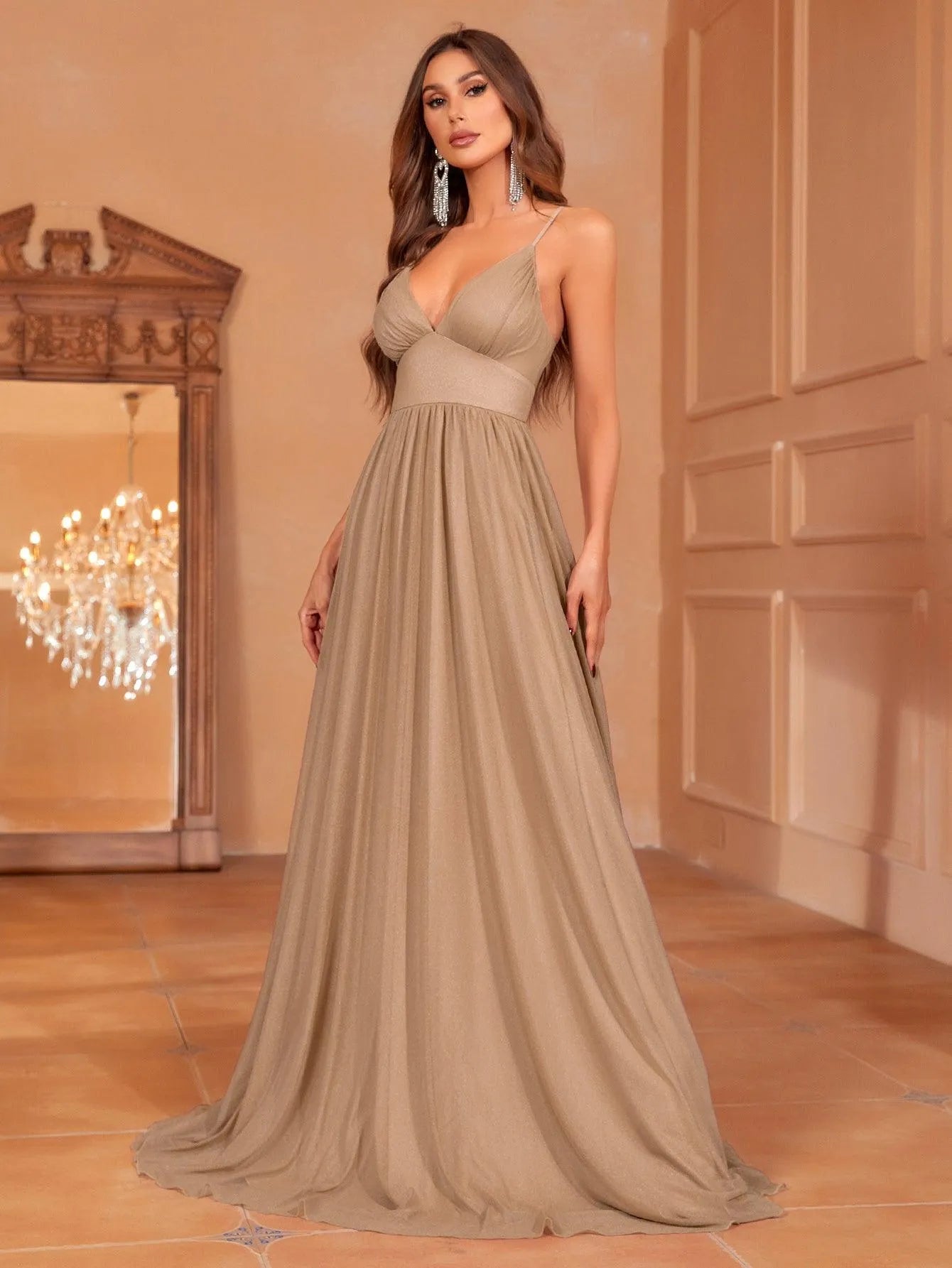 Solid A Line Cami Bridesmaid Dress – Elonnashop Solid A Line Cami Bridesmaid Dress – Elonnashop