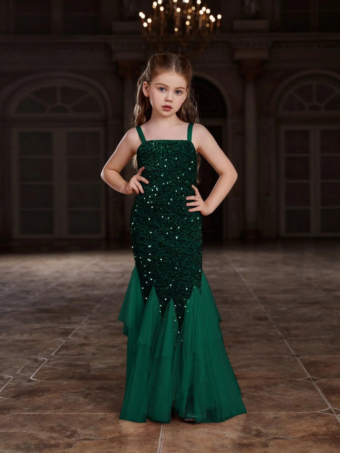 Tween Girls' Sleeveless Mesh Overlay Sequin Mermaid Party Dress Elonnashop Tween Girls' Sleeveless Mesh Overlay Sequin Mermaid Party Dress Elonnashop