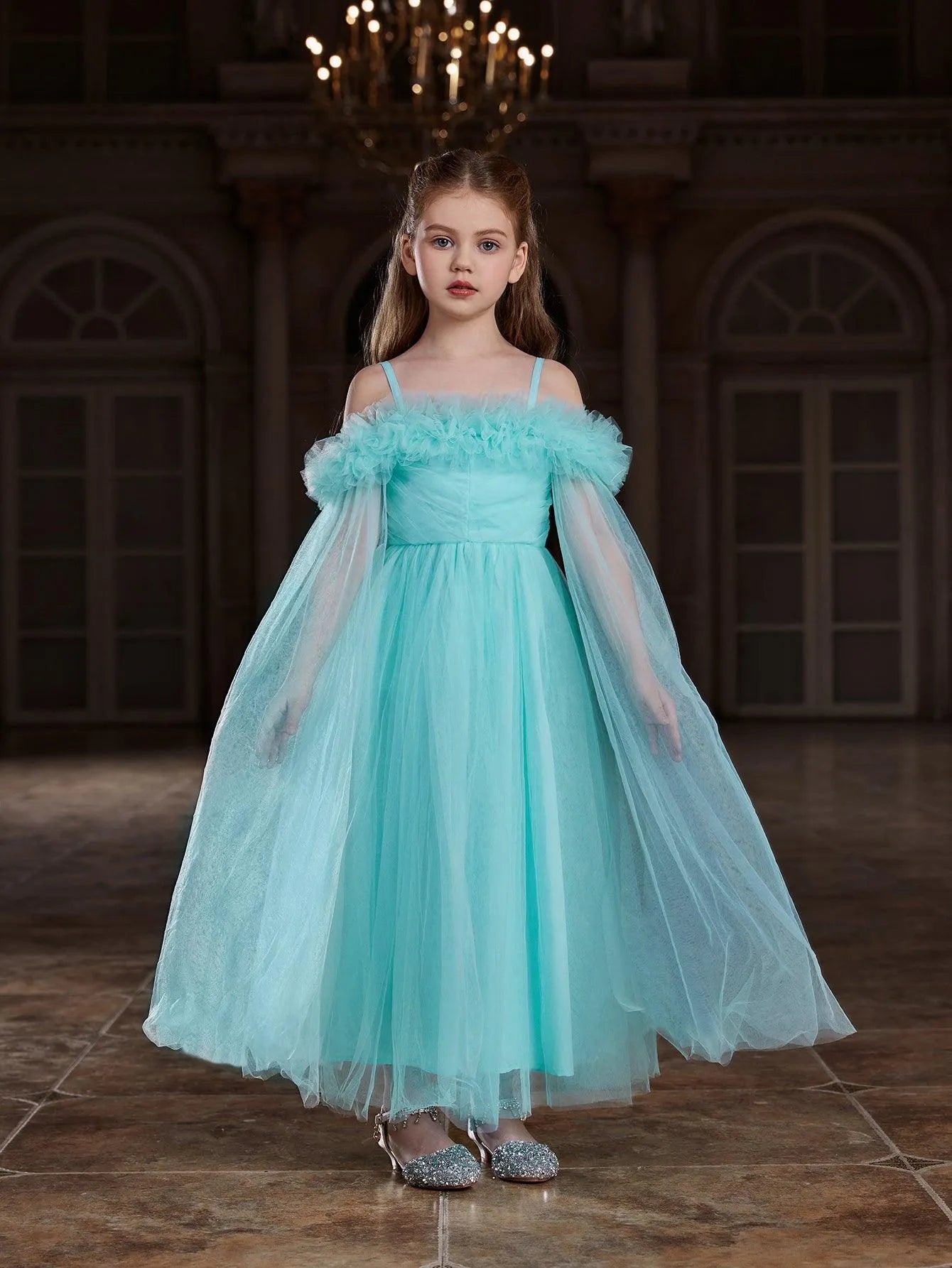 Tween Girls' Ruffle Trim Off Shoulder Party Dress – Elonnashop