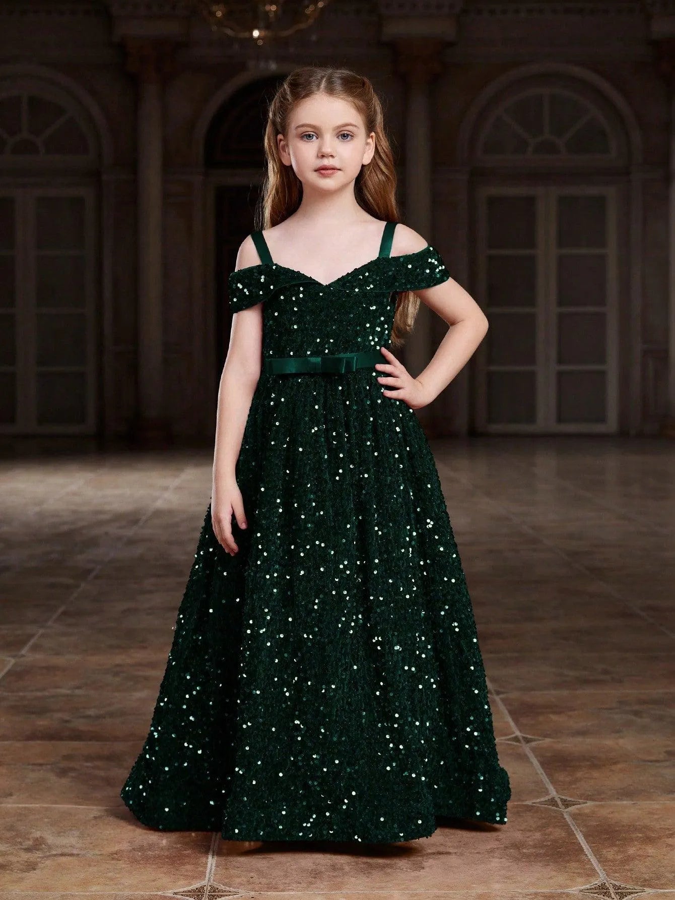 Tween Girls' Off Shoulder High Low Hem Sequin Dress Elonnashop Tween Girls' Off Shoulder High Low Hem Sequin Dress Elonnashop