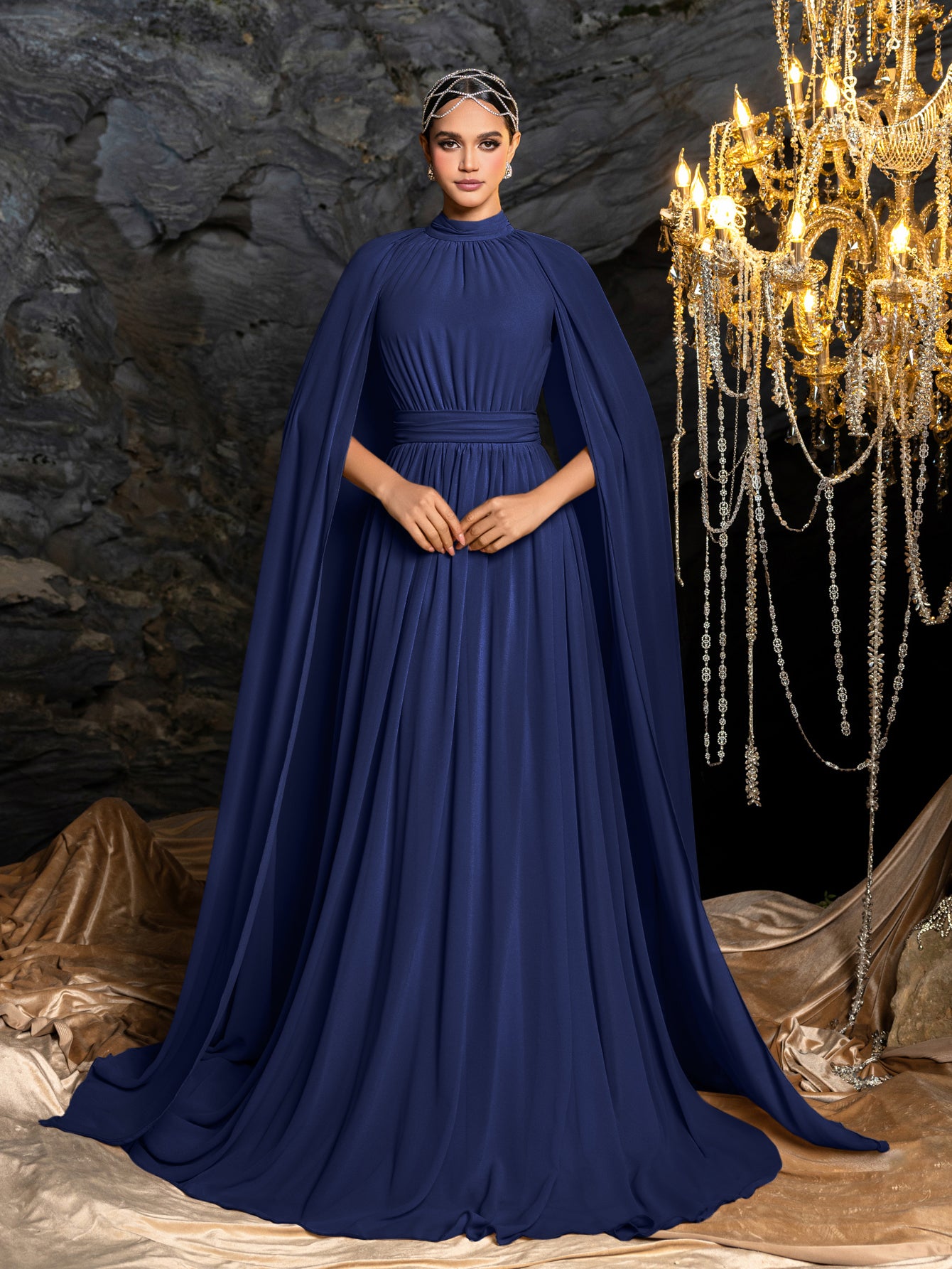 formal dress cape Modest Half Cape Dress,prom Dress,hijab Dress,abaya Nikkah,modest Luxury Dress,evening Cape Dress,long Sleeve Dress,formal Satin Gray Abaya