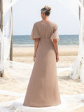 Womens' Applique Detail V Neck Chiffon Formal Dress