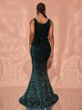 Chic Square Neck Ombre Sequin Mermaid Dress - Elonnashop