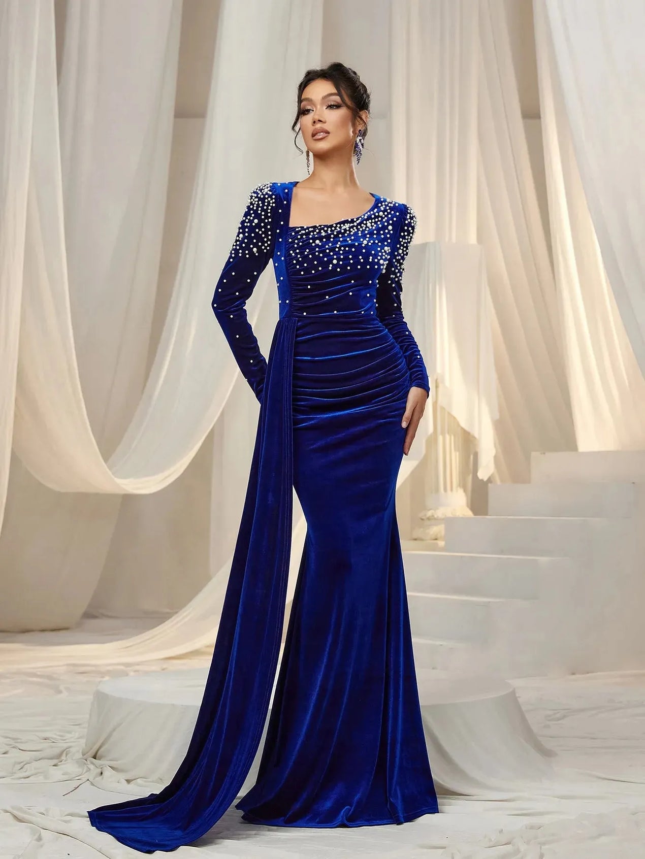 long sleeve velvet wedding guest dress Burgundy Velvet Dress | Elegant Long Sleeve Semi Formal Midi Dress for Women