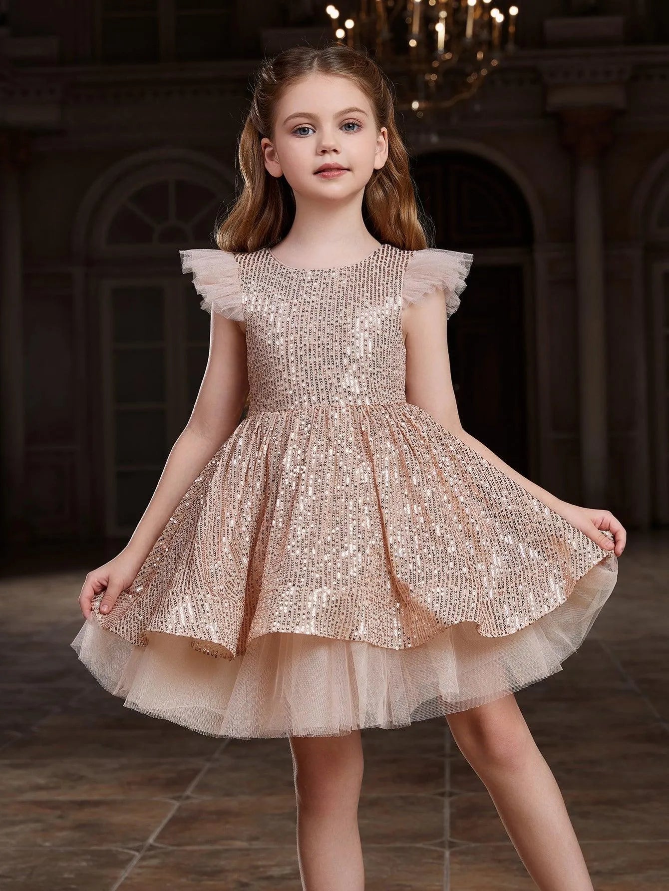 Tween Girls' Sparkling Cap Sleeves Sequin Party Dress – Elonnashop