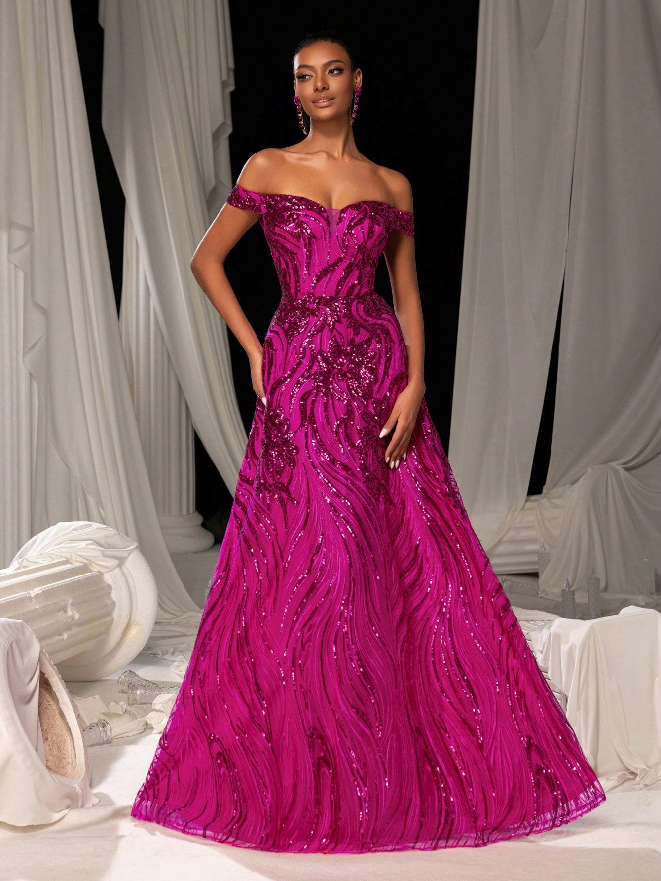elegant sequin prom dresses Primavera Couture 4134 Long Prom Dress Sequin Fitted High Slit Strapless Formal Pageant Gown