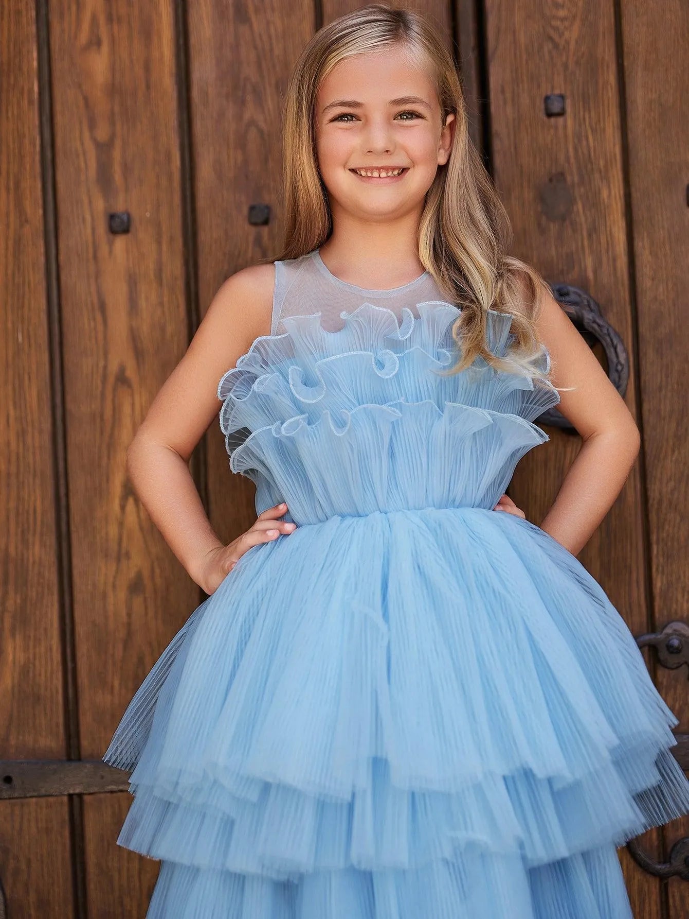 Tween Girls' Ruffle Trim Tiered Hem Cake Dress – Elonnashop