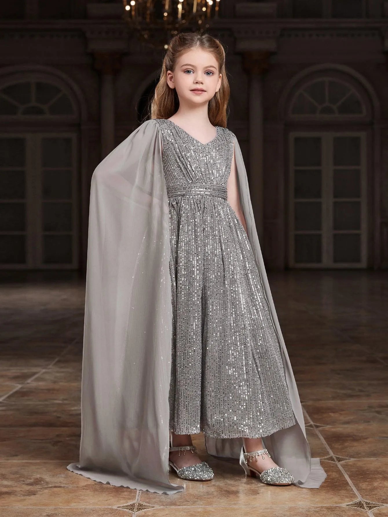 Tween Girls' Extra-Long Sleeves Sequin Party Dress - Elonnashop