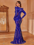 Sapphire Swirl Sequin Prom Dress - Elonnashop