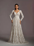 Gorgeous Elegant Plunging Neck Two Pieces Lace Wedding Dress