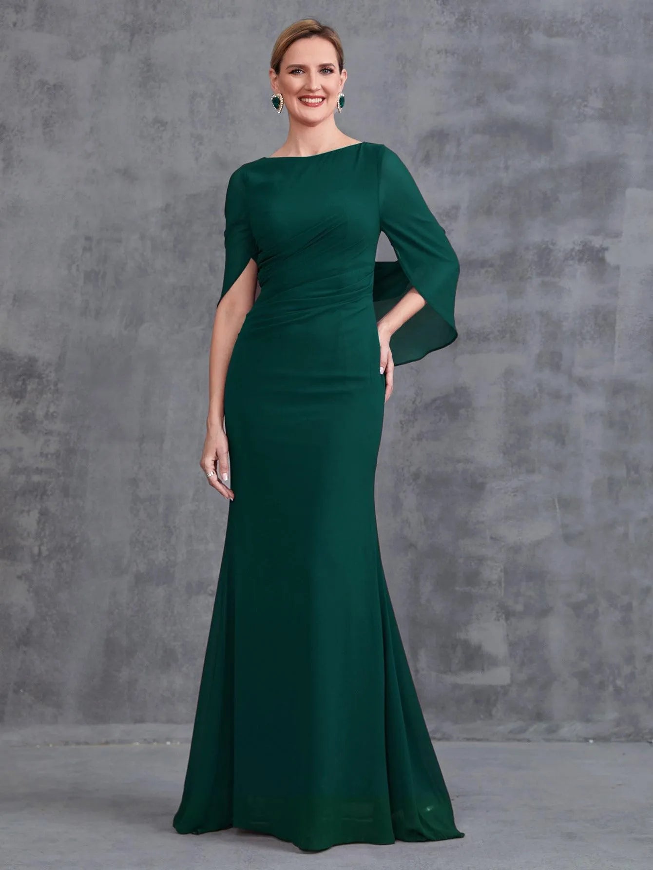 Womens' Draped Back Mermaid Hem Chiffon Formal Dress – Elonnashop
