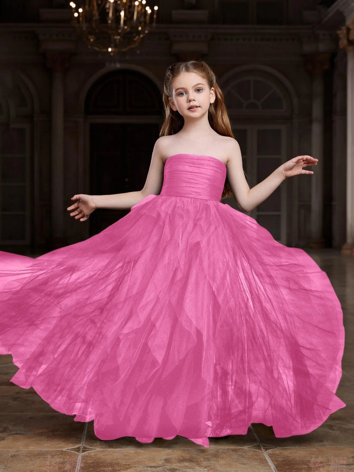cute pink dresses for tweens Primrose (Tween) Pink Floral Ruffle Sleeve Dress -8