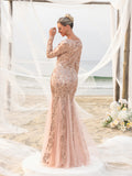 Damen-Formelles Kleid mit Netzeinsatz, Meerjungfrauensaum und Pailletten 