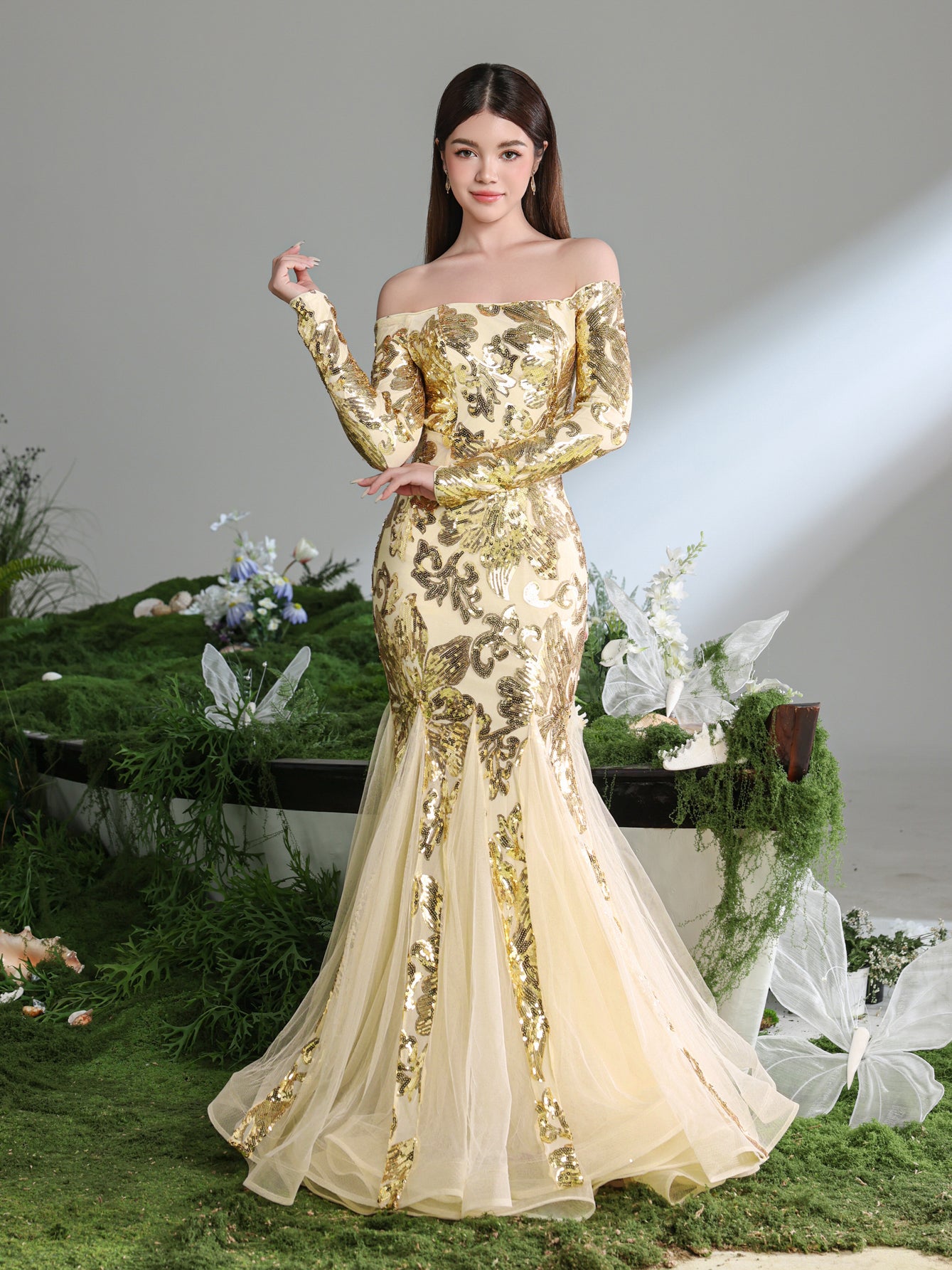 gold dress teens Light Gold Selena Gomez Asymmetrical Off The Shoulder Dress Short Prom Hoprom