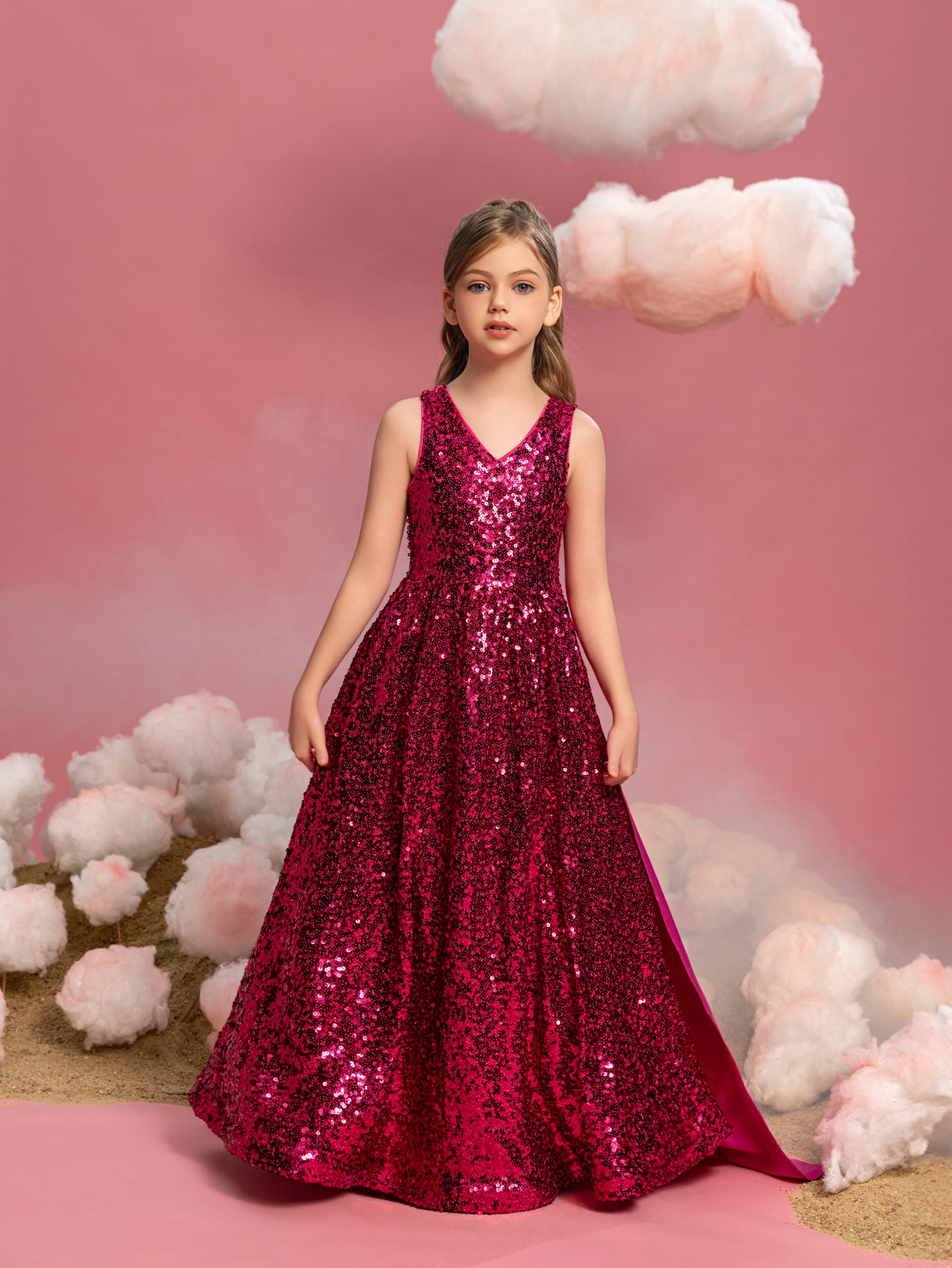 Tween Girls' Contrast Satin Sequin Party Dress