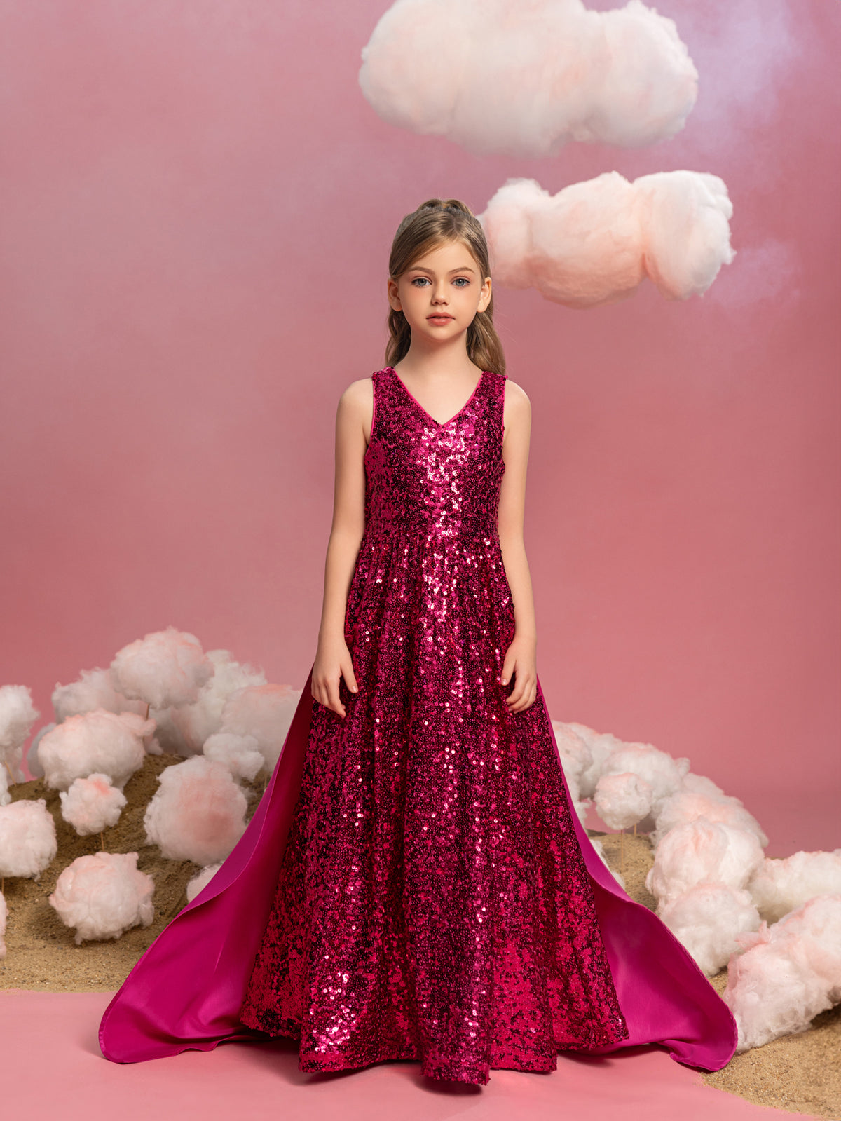 Tween Girls' Contrast Satin Sequin Party Dress