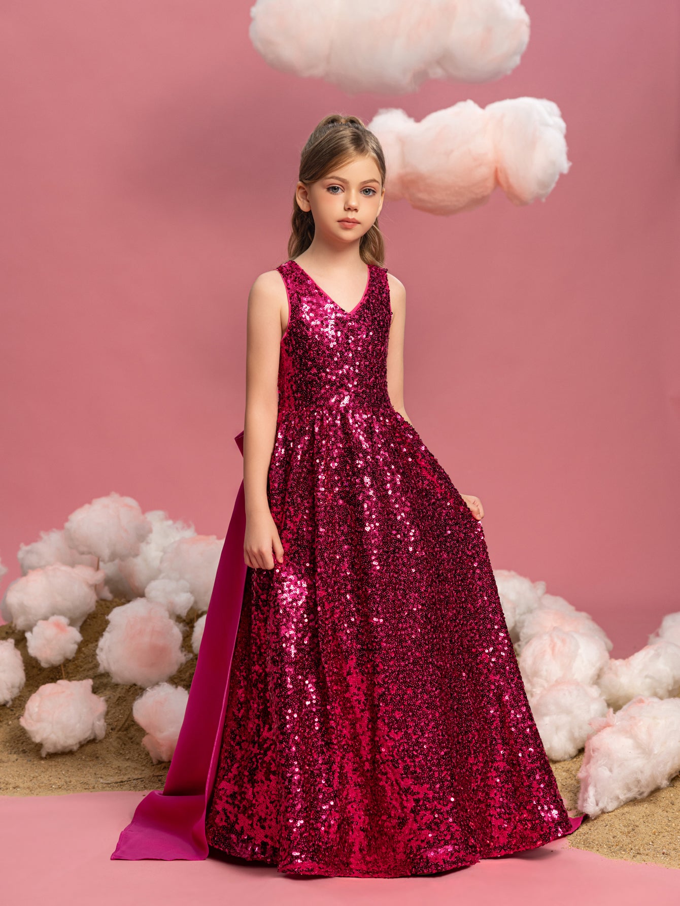 Tween Girls' Contrast Satin Sequin Party Dress